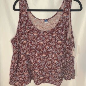 Old Navy Floral Tank Top - Burgundy and Blue